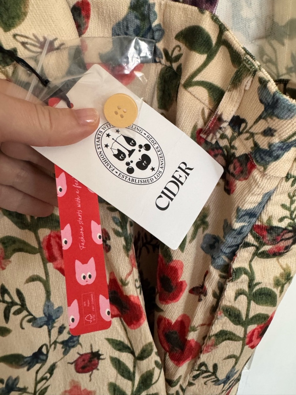 Cider Cream Floral Overall Shorts with Red & Blue Blooms - Picture 2 of 5